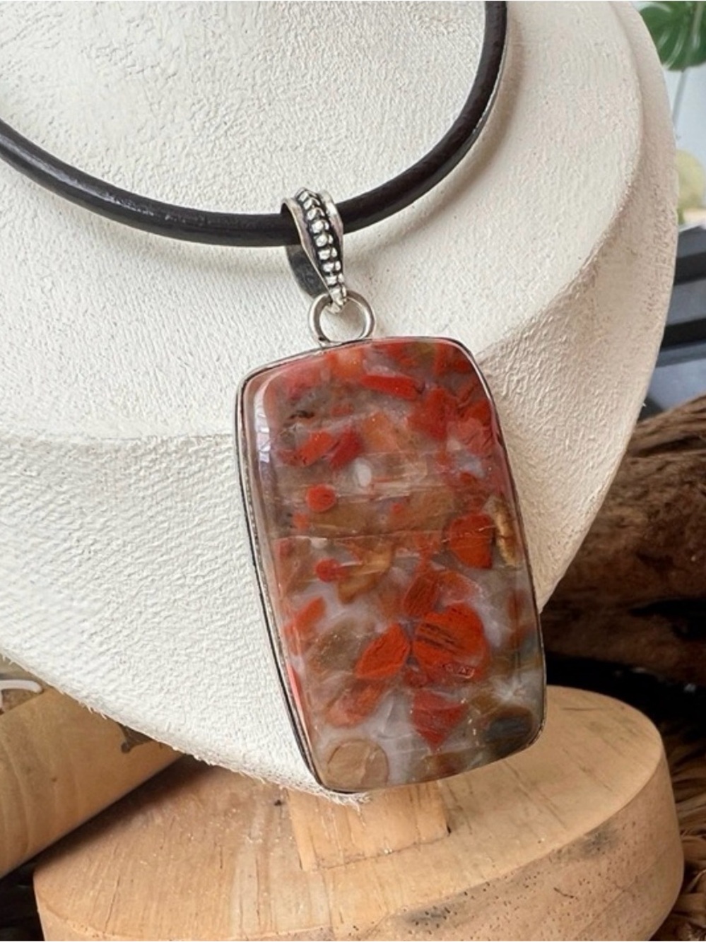 925 Sterling Silver Red Jasper Necklace gemstone womens jewelry